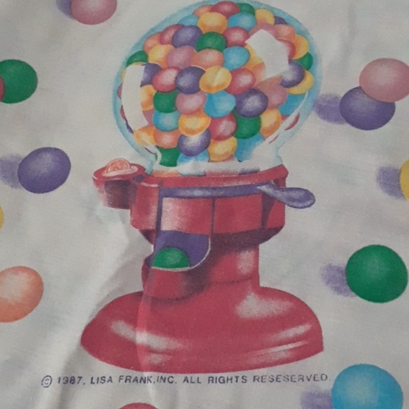 Lisa Frank Bubble Gum Ball Machine Rainbow Twin Flat Sheet 80s 90s y2k - Picture 3 of 4
